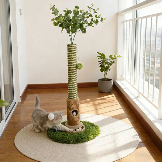 39" Cat Scratching Post with Plant – 4‑in‑1 Interactive Cat Tree